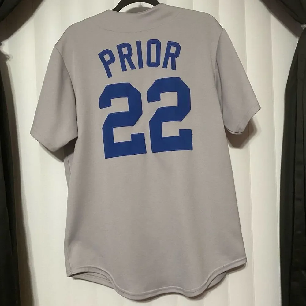 Chicago Cubs #22 Mark Prior Majestic Gray Away Button Down Jersey MLB G12. - Picture 7 of 8